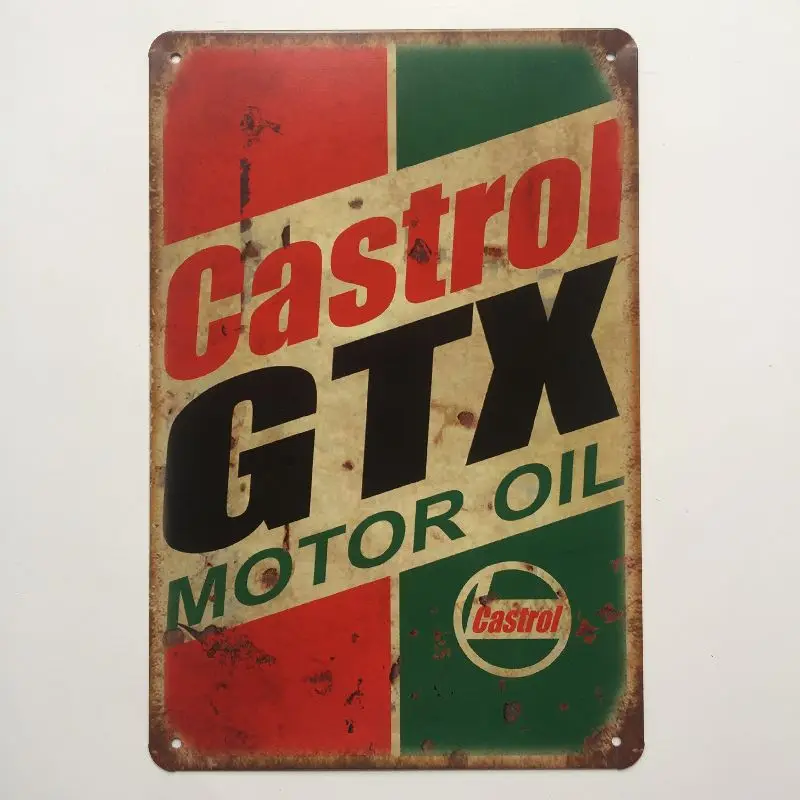 Винтажный металлический жестяной плакат Castrol GTX с моторным маслом для бара паба