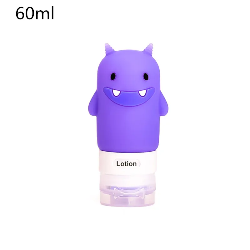60ml purple Еда из пищевого силикона 60/80/90/100 мл для макияжа Симпатичные Путешествия бутылки шампунь-гель для душа лосьон Трубки Squeeze пустая бутылка - Цвет: 60ml purple