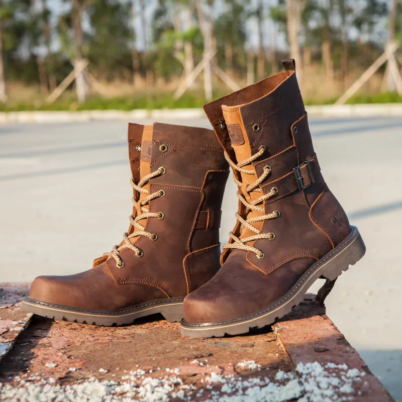 

Men Military Boots Genuine Leather Vintage Boots Male Combat Tactical Ankle Boots D50