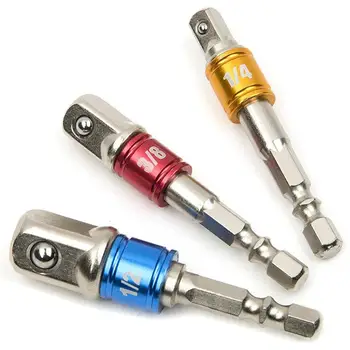 

3Pcs Steel Ball Extension With Colored Loop 1/4" 3/8" 1/2" Hex Square Nut Driver Drill Bit Adapter Set Power Tools Accessories