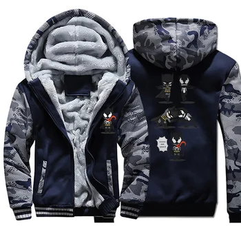 

Man Camouflage Hoodies Blackest Super Hero Batman Venom Funny Print Jacket Fleece Casual Mens Zipper Winter Warmer Streetwear