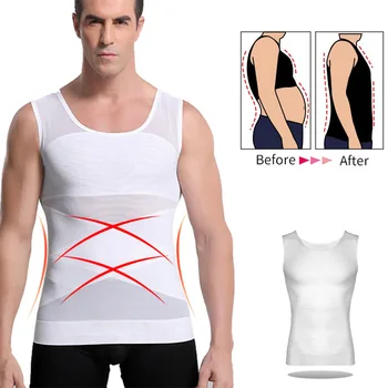 

IYUNYI Men Slimming Tank Top Body Shapers Belly Slimming Thin Mesh Underwear Vest Corset Posture Corrective Compression Tanks