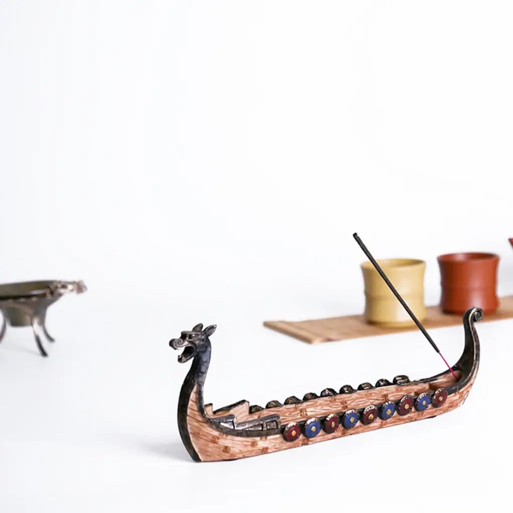 Resin Dragon On Viking Boat Ornament For Festival  Aquarium Ornament