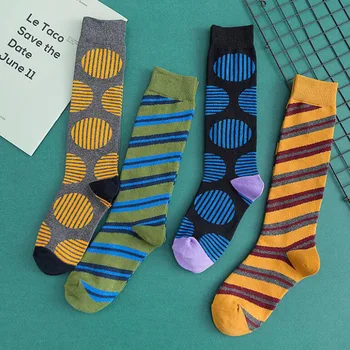 

Hip Hop Stripe Dot Socks Women Fashion High Knee Socks Femme Long Cotton Funny Socks Streetwear calcetines