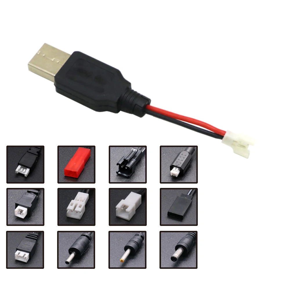 Câble chargeur batterie lithium 3.7V USB vers JST/SM/Futaba