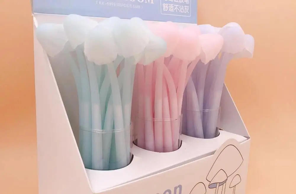 creative color mushroom gel pen cute cartoon neutral pen student prize pen office black writing pen promotion gift pen 48pc/lot