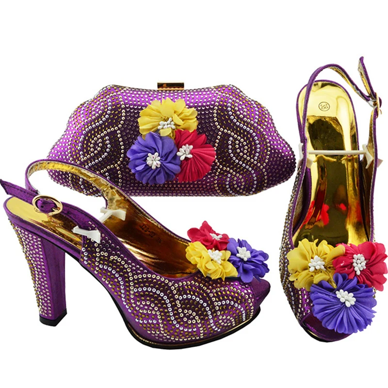 Latest Design Italian Shoes with Matching Bags Set Decorated with Appliques Women Shoes and Bags To Match Set Italy Party Shoes