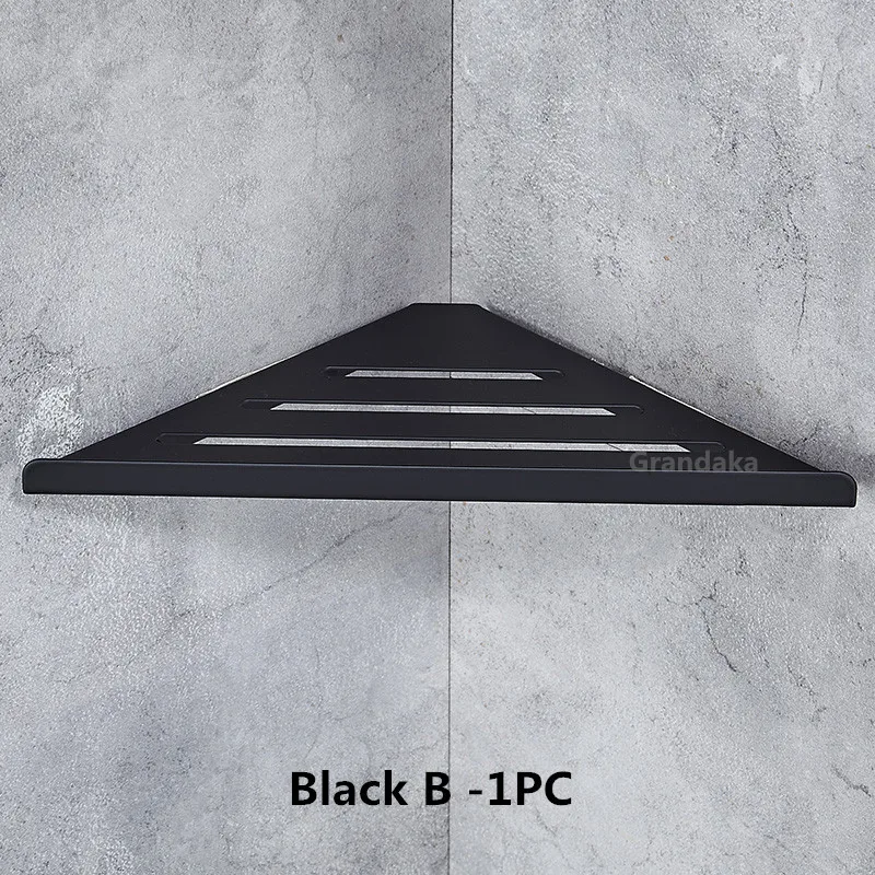 Black B-1pc Ванная Кухня угловые полки черный 304 нержавеющая сталь настенная полка душ Шампунь косметическое ХРАНЕНИЕ Аксессуары для ванной комнаты - Цвет: Black B-1pc