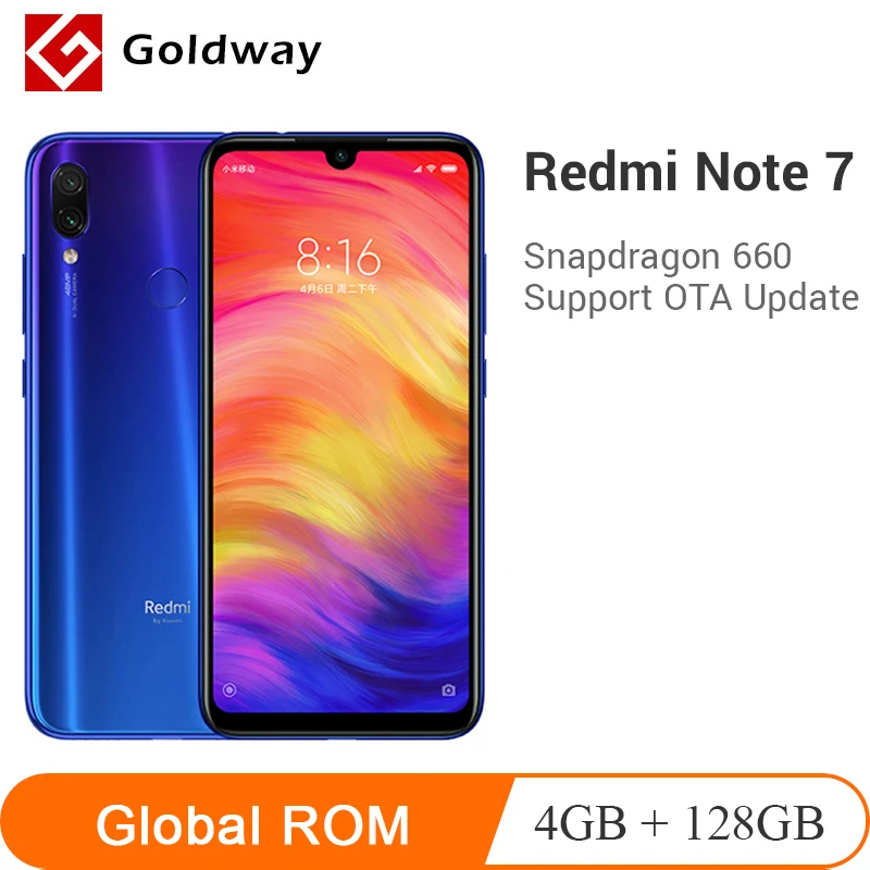 Смартфон Xiaomi Redmi Note 7, 4 Гб, 128 ГБ, Восьмиядерный процессор Snapdragon 660, 48 МП, две камеры AI, 6,3 дюйма, 19,5: 9, полный экран, 4000 мА/ч