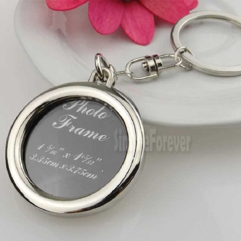 200pcs 6 Designs Couple Heart Round Square Shape Photo Frame Key Chain Photo Keychain Zinc Alloy Key Ring