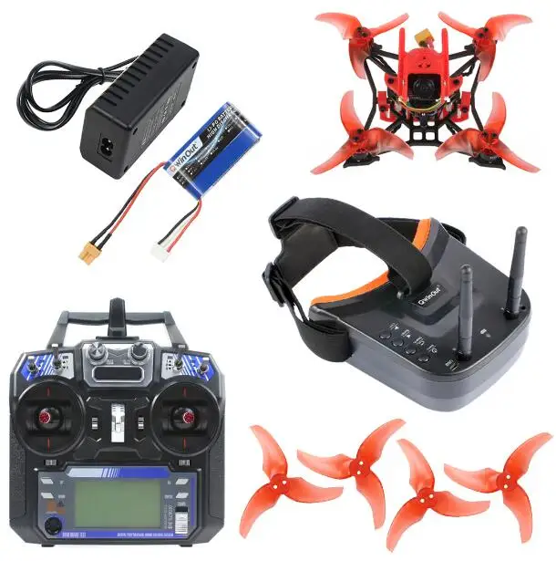 Красный JMT T100 DIY FPV гоночный Дрон зубочистка полный комплект w/1200TVL PAL/NTSC Cam/FS I6 пульт дистанционного управления/5,8G FPV LST-009 FPV очки - Цвет: Красный