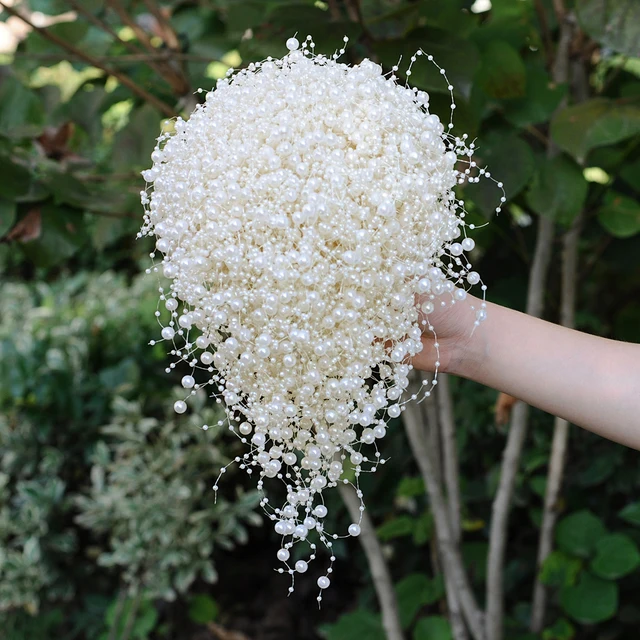 Pearl Bridal Wedding Bouquet Pearls Marriage Accessories Bridal Bouquets Pearls Brides Flower Bouquets for Wedding Decoration HF24-ivory