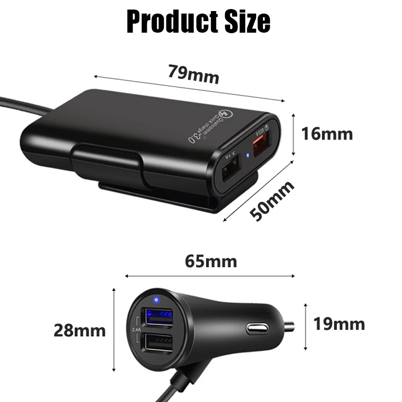 QC3.0 быстрое автомобильное зарядное устройство 4 USB для iPhone samsung Xiaomi Универсальный мобильный телефон QC 3,0 Быстрая зарядка 5 V/2.4A автомобильные зарядные устройства адаптер