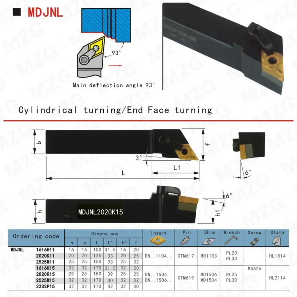MZG 20 мм 25 MDJNL 1616 CNC токарный станок Arbor обрабатывающий резак внешний DNMG инструмент
