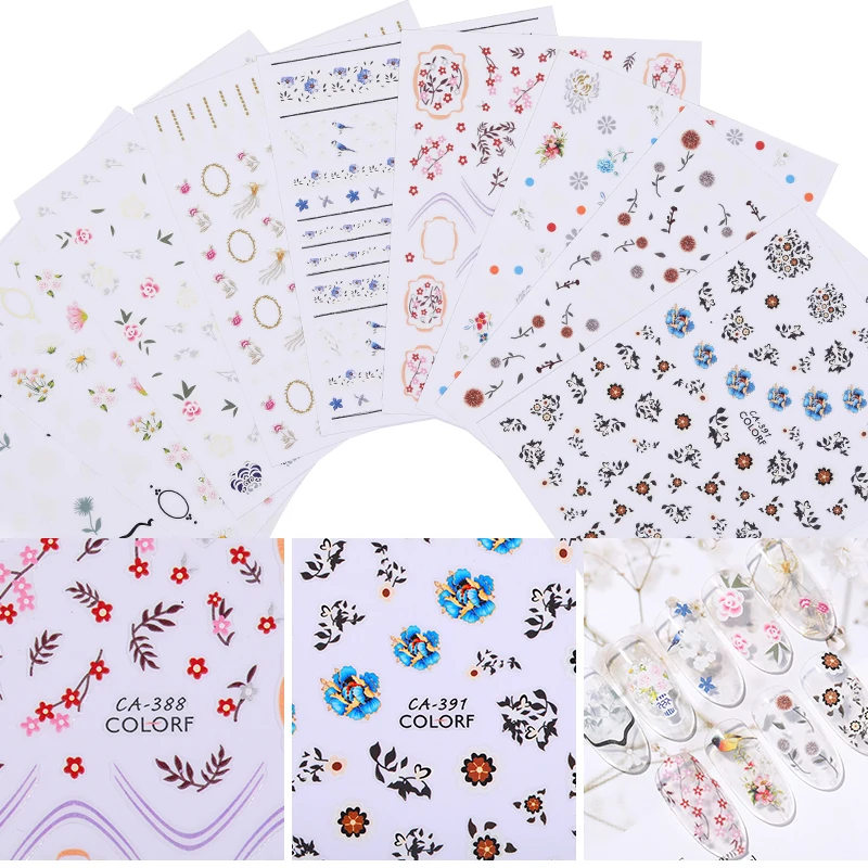 

Nail Art 3D Stickers Flowers Stripe Shape Self-adhesive Transfer Decals Nails Design Nail Art Decoration For Polish Gel