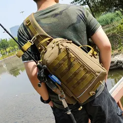 Bolsa de pecho para Señuelos de Pesca, mochila militar con cabestrillo para caza al aire libre, bolsos de un solo hombro, Molle, bolsa táctica para acampar, X198 + A