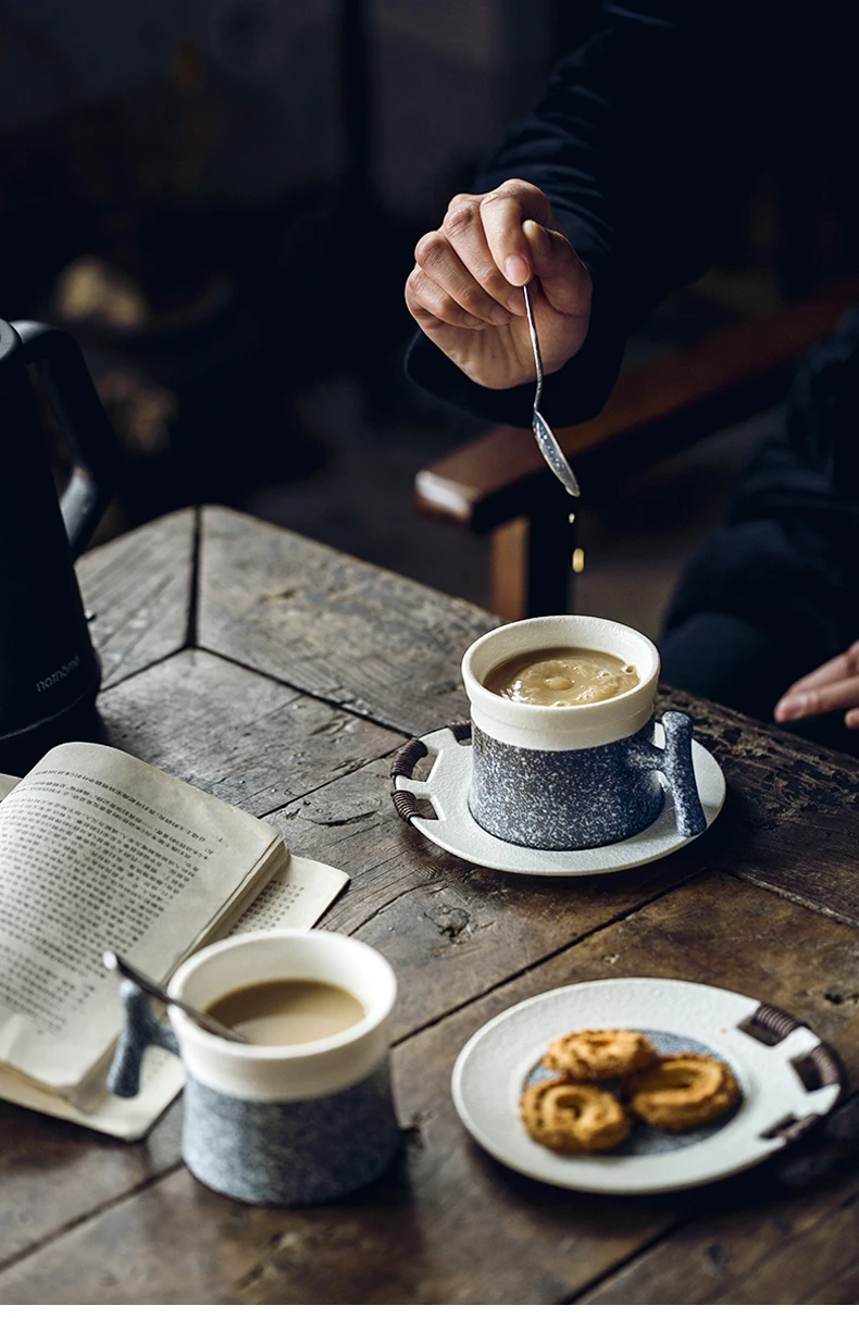 Service à café avec soucoupes,Tasse Vintage nordique de luxe créative