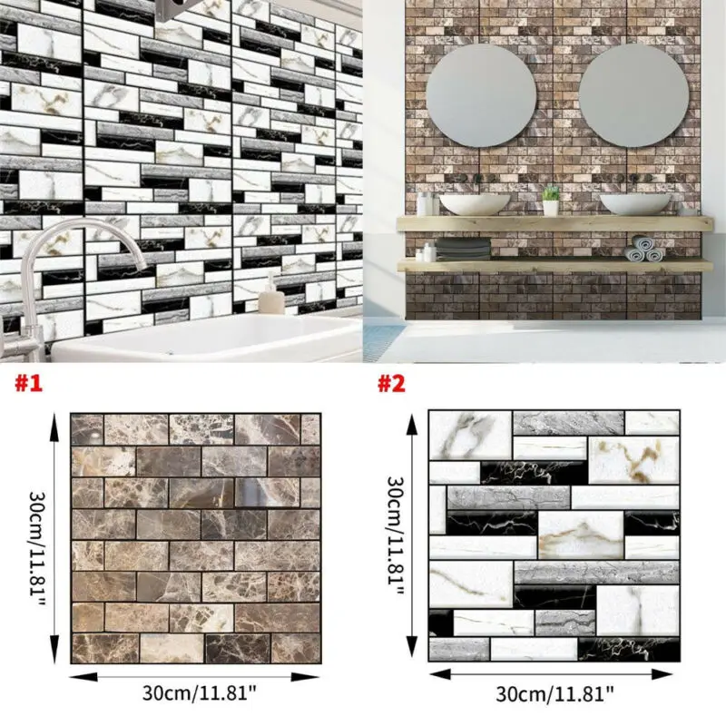 

Brand New Style 3D Wall Sticker Tile Brick Self-adhesive Mosaic Kitchen Bathroom Wall Decor Home Decor New Arrival