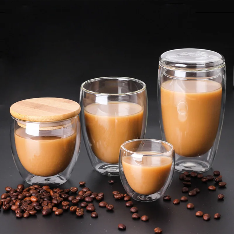 Утолщенная боросиликатная стеклянная прозрачная двухслойная чашка Двойная Изолированная чайная чашка молочный фруктовый сок кофейная чашка для завтрака AQ282