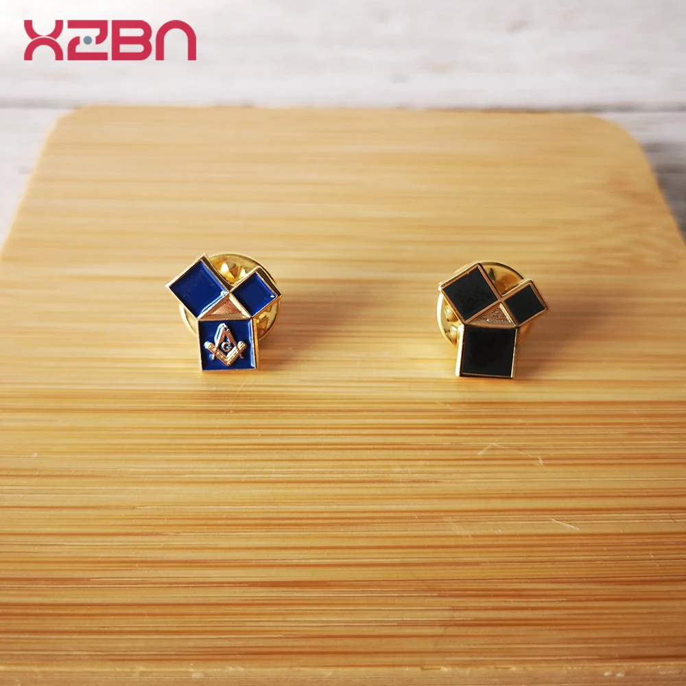 Masonic black Lapel Pins Blue Freemasonary Badge Mason Freemason  the 47th problem of Euclid gold plated Zinc Alloy Material