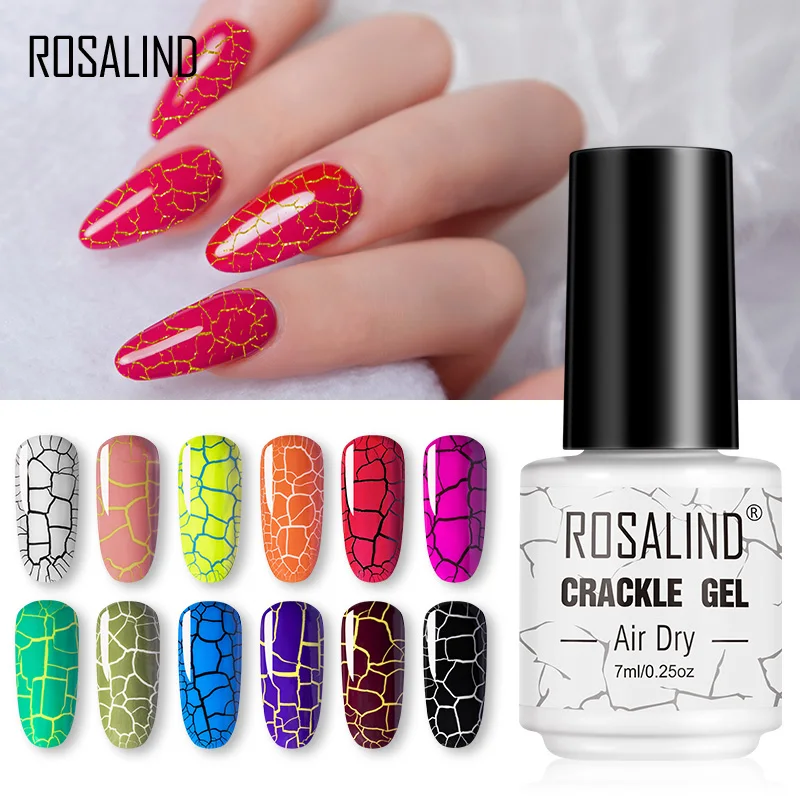 ROSALIND Crackle Gel Nail Polish Extension Color Base of Nail Varnish Hybrid Manicure Set for UV Semi permanent Base Top Coat rosalind nail gel lak varnish nude venis semi permanent builder poly base primer uv gel nail polish hybrid set for manicure 7ml