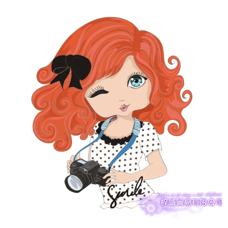 DCTAL Clothing Store Girl Decal Cute Girls Camera Glass Colorful Wall Sticker Coffee Folwer Store Decal Cloakroom Showcase Decor