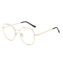 New metal irregular light anti-Blu-ray flat computer glasses unisex polygon glasses frame art leisure wild blue light glasses