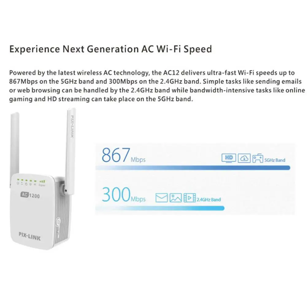 GloryStar 1200 м двухдиапазонный маршрутизатор Wifi усилитель сигнала ретранслятор