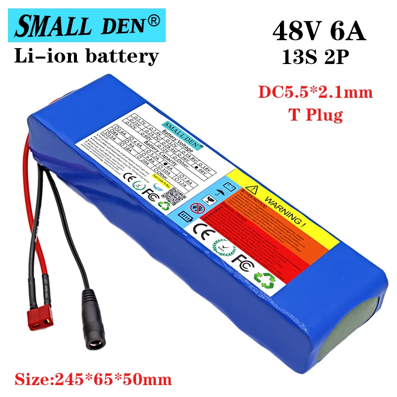 

48v 6Ah 18650 lithium battery pack, bicycle conversion kit, electric bicycle battery, scooter battery, built-in BMS+2A charger
