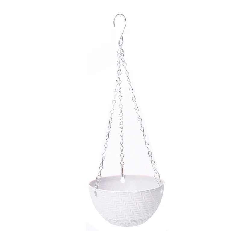 Balcony Chain Hanging Planters Flower Pot Basket Imitation Rattan Weaving_voghion.com
