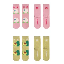 Дизайн, милые забавные носки для девочек-подростков, персиковые, авокадо, жаккардовые, женские хлопковые носки, 4 пары в партии, розовый, зеленый