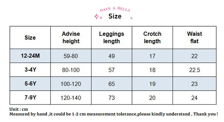 DB11688 нижнее белье в стиле бренда dave bella, зимнее пуховое пальто для малышей, для маленьких девочек в стиле «лолита» в полоску мягкие Легинсы детские модные леггинсы
