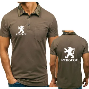 

Summer Men's T-Shirt for Peugeot Car Logo Printed Fashion casual Men's short sleeve High Quality Cotton Polo shirt sleeve H