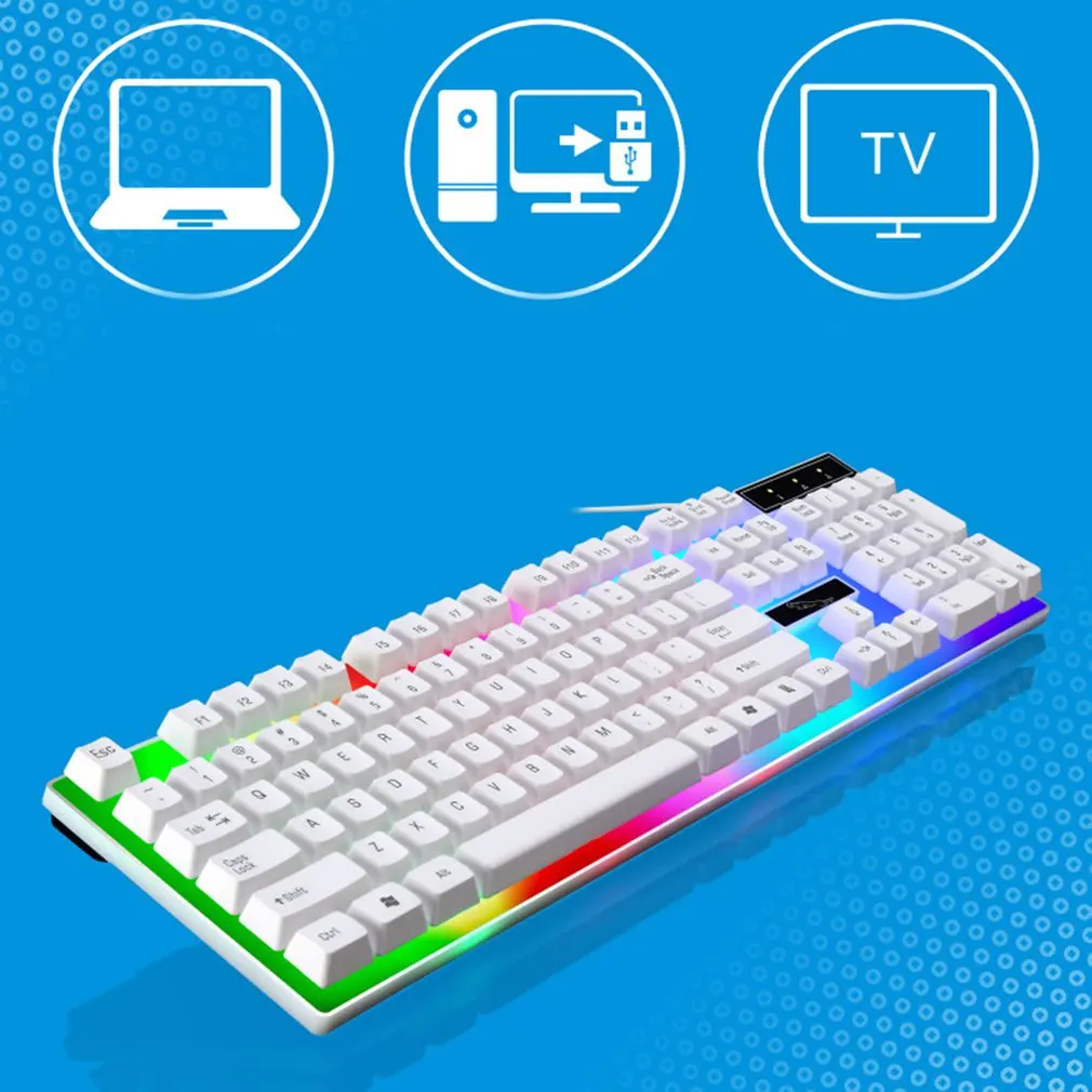 G21 USB Проводная Механическая подвесная клавиатура светодиодная красочная подсветка игровая клавиатура водонепроницаемая для ПК компьютерный геймер