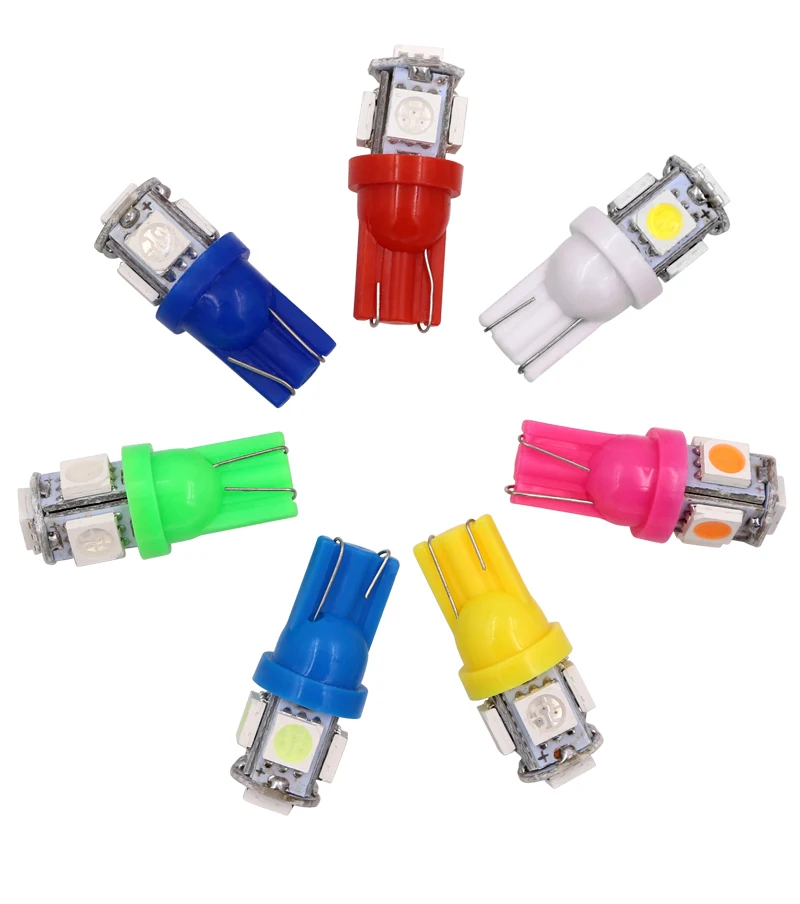 1 шт. T10 W5W 5050 5 SMD 194 168 светодиодный белый/синий/красный/зеленый/желтый клиновидный для салона сбоку на приборную панель, для номерного фонаря автомобиля Стайлинг