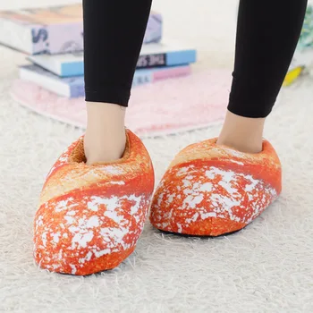 

Funny Bread Shape Women Indoor Slippers Warm Plush Soft Bottom Winter Shoes Woman Home Slides House Floor Slipper SH08243