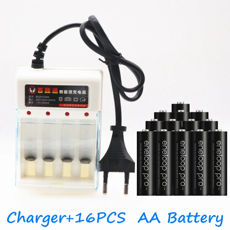Panasonic eneloop основной батареи AA 2500 MAH 12V NI-MH камеры Югославии precalent аккумуляторная батарея+ Зарядное устройство - Цвет: Черный
