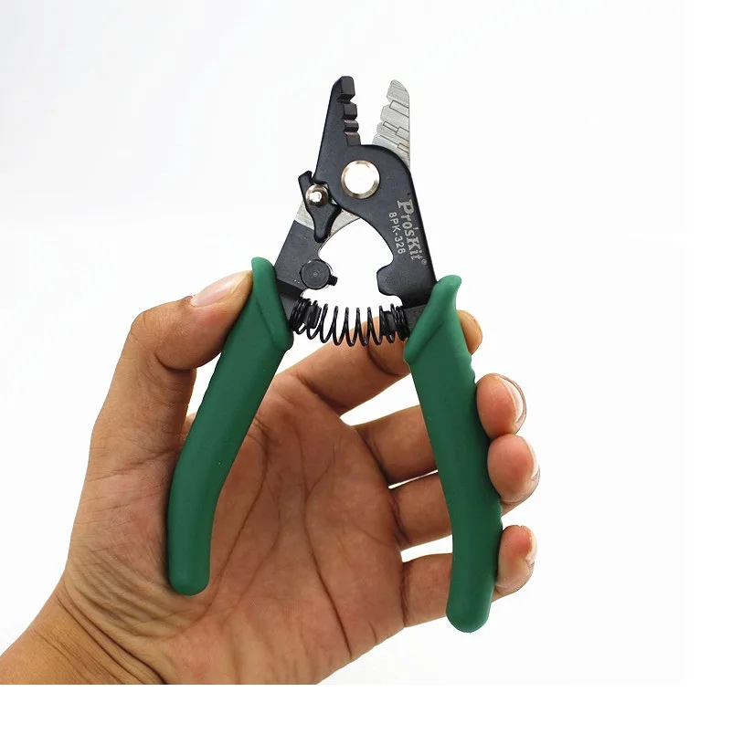 MAYTO Proskit Clamp Fiber Stripping Pliers 8PK-326 Tri-Hole Fiber Optic Stripper 8PK-326 FTTH FIber Wire Stripper 8PK-326