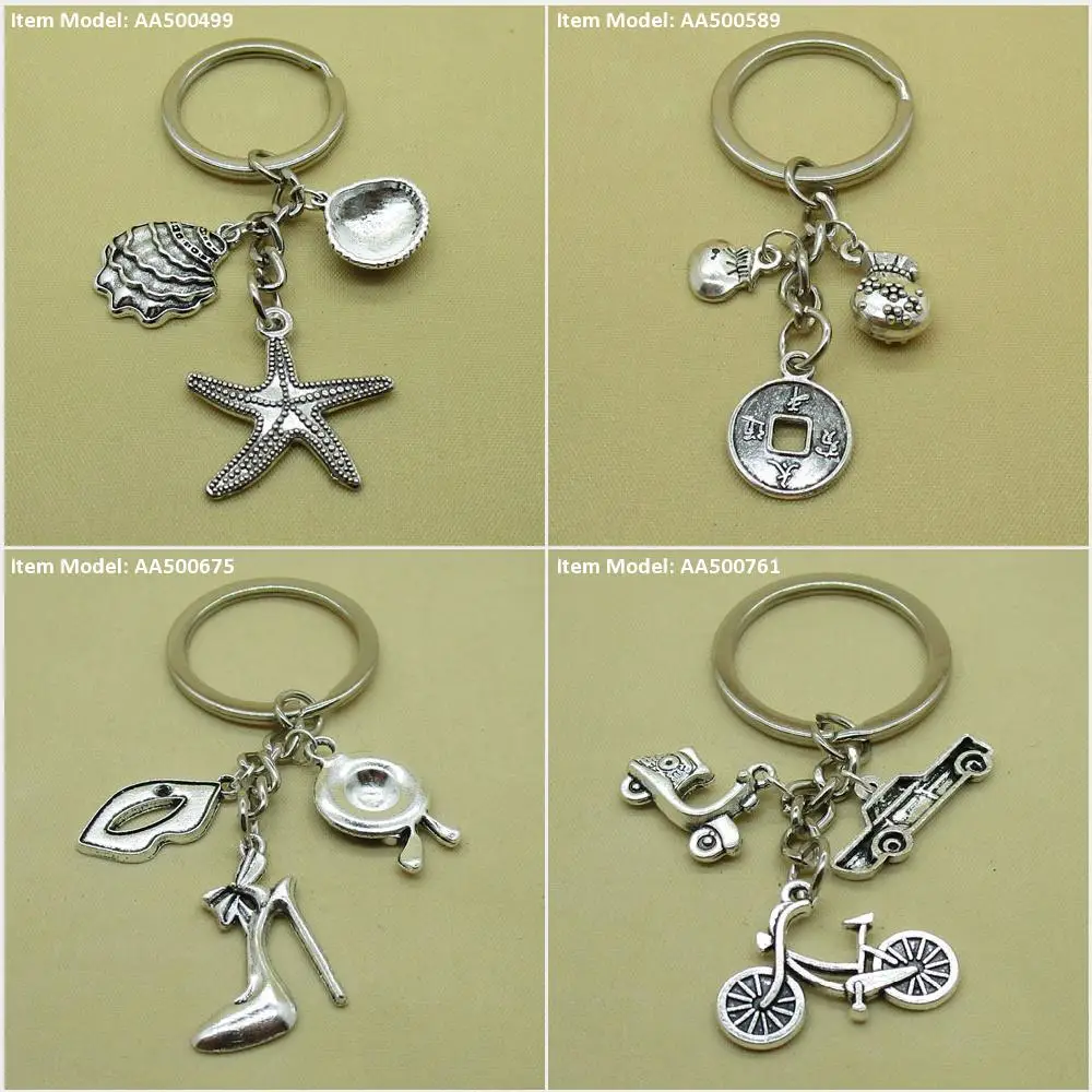 Брелок для ключей с морскими звездами ракушками монетами китайскими мешками