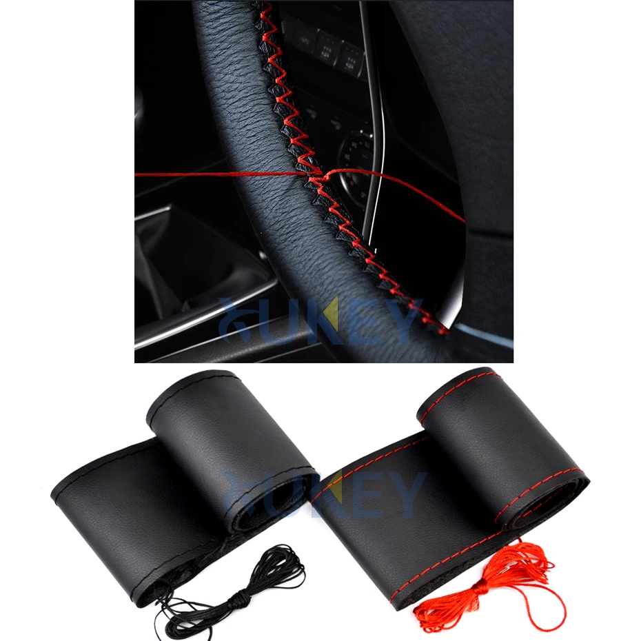 Steering Wheel Cover Ultrafine Fiber Leather Hand Sewing DIY Car Steering Wheel Cover For Ford Focus 2 3 Kia Benz Smart Nissan