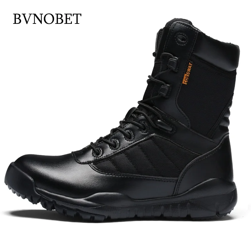 

BVNOBET Men Military Boots Brand Designer Force Tactical Desert Combat Ankle Boats Leather Army Work Shoes botas masculinas