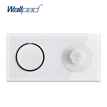 

1 Gang 2 Way With Dimmer Switch Wall Light Switch Wallpad Luxury Tempered Crystal Glass Panel Electric Wall LED Indicator White