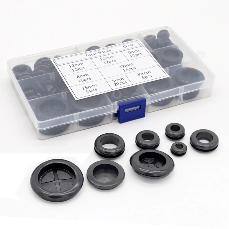 

93pcs Sealing Rubber Grommet Kit Waterproof Tool 8 Sizes Set Gasket Ring For Protect Wire Firewall Hole