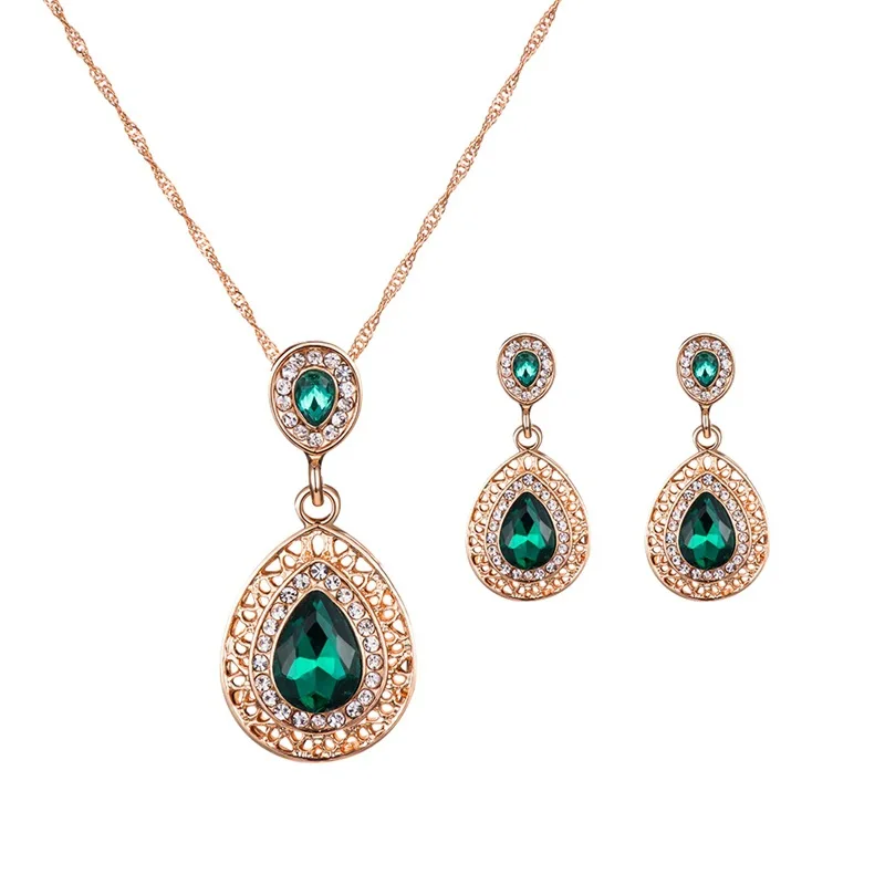 Crystals Pendant Necklaces Earrings Bridal Jewelry Sets Wholesale Drop 2021 New Trendy Classical Wedding Party Gift For Women | Украшения и