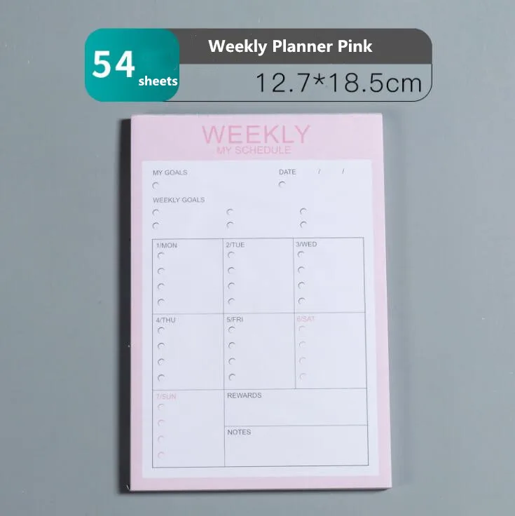 Weekly planner PK Новинка, милый блокнот, 54 листа, А4, B6, еженедельный, ежемесячный, органайзер, блокнот для заметок, ежедневный блокнот, школьные канцелярские принадлежности - Цвет: Weekly planner PK