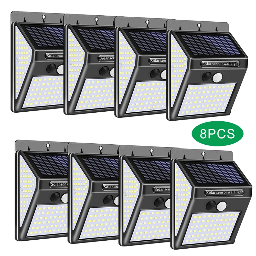 8PCS 3/6/8 шт Mpow 140 светодиоды солнечное садовое освещение, светильник движения PIR Сенсор Солнечный Мощность лампа IP65 Водонепроницаемый наружный настенный светильник для двора путь - Испускаемый цвет: 8PCS