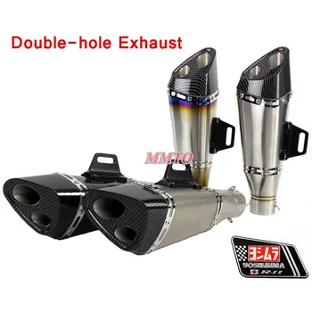 

Echappement Escape Moto Exhaust Motorcycle Universal Muffler Pitbike Modified double holes For gs 500 tmax 530 2016 z750 crf 230