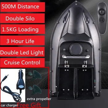 

Double hopper 500M Distance Double LED Night Light RC Fishing Bait Boat Fixed speed Cruise Automatic Feed Fishing Bait Boat Toy