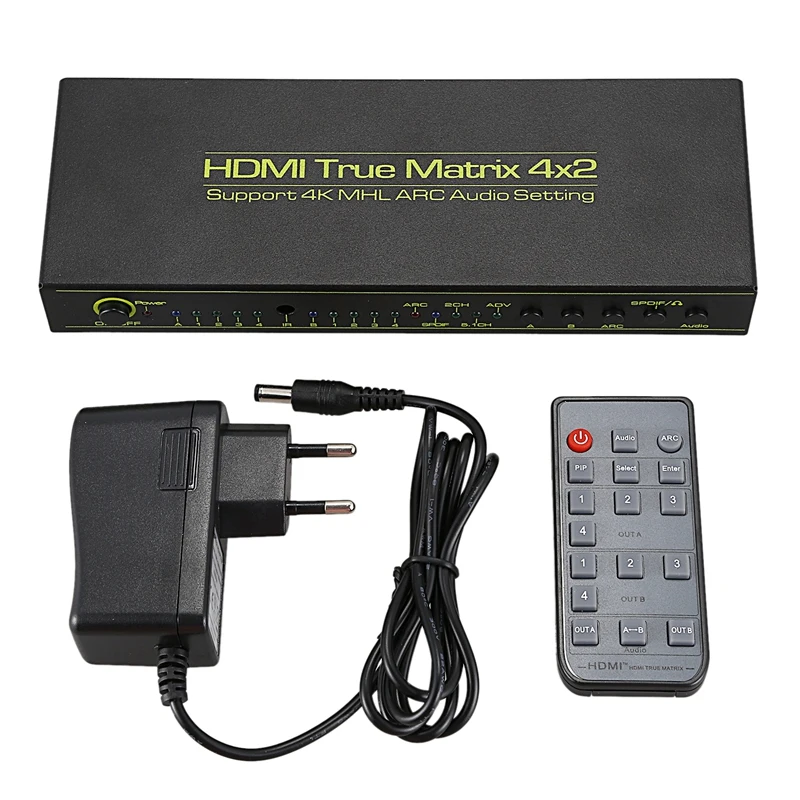 HDMI матрица 4X2 сплиттер переключатель поддержка ARC/PIP/аудио экстрактор/EDID, True Matrix HDMI сплиттер усилитель переключателя
