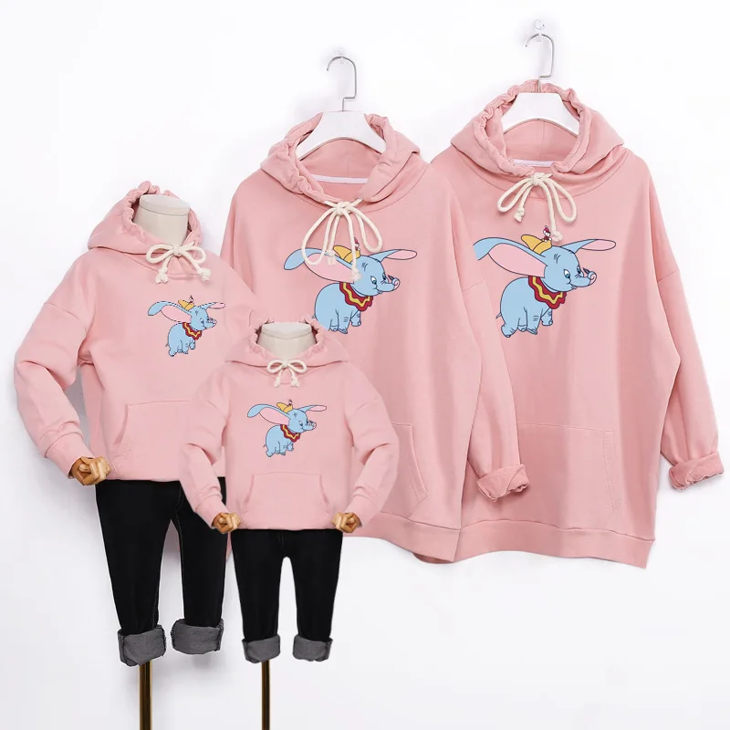 Family Matching Clothes Autumn Winter Sweater Cotton Elephant Thickening Hooded Christmas Mom and Daughter QZ111 | Мать и ребенок